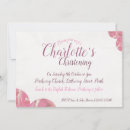 Search for pink lace christening invitations White