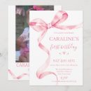 Search for pink 1st birthday invitations Coquette bow
