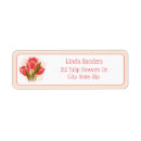 Search for pink tulip flowers return address labels Watercolor