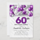 Search for silver purple 60th birthday invitations For her