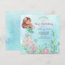Search for mermaid under the sea birthday invitations Pool party