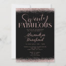 Search for seventy and fabulous invitations Rose gold glitter