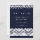 Search for lace sweet 16 invitations Blue