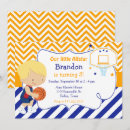 Search for navy blue and orange birthday invitations Boy