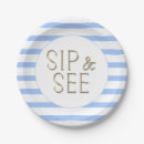 Search for white and baby blue stripes paper plates Mother to be