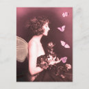 Search for vintage butterfly postcards Girl
