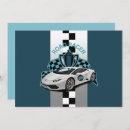 Search for green race car invitations Chequered flag