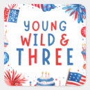 Search for 3rd birthday stickers Young wild and three