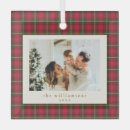 Search for red and green plaid christmas tree decorations Gold script