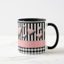 Search for pink and black striped mugs Heart