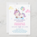 Search for unicorn 2nd birthday invitations Whimsical
