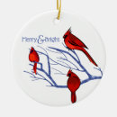 Search for red cardinal christmas tree decorations Winter scene
