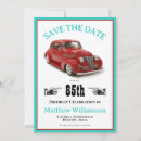 Search for vintage car save the dates Red