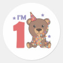 Search for bear birthday stickers One year old