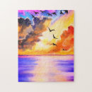 Search for sea birds puzzles Watercolor