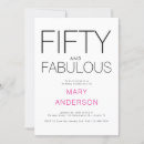 Search for fifty and fabulous birthday invitations Pink black