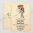 Search for cartoon bride and groom wedding invitations Retro