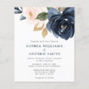 Search for navy blue and blush pink wedding invitations Watercolor flowers
