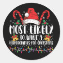 Search for funny hippo stickers Santa