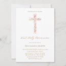 Search for pink cross first communion invitations Watercolor