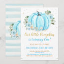 Search for our little pumpkin invitations Blue plaid