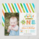 Search for little monster 1st birthday invitations Party