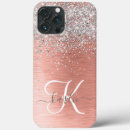 Search for silver glitter cases Monogrammed trendy metallic modern
