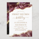 Search for burgundy and gold sweet 16 invitations Birthday party