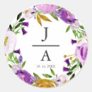 Search for floral wreath monogram wedding stickers Gold