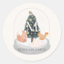 Search for animals in snow stickers Christmas tree