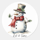 Search for round snowman stickers Let it snow