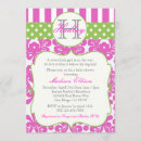 Search for monogram damask pink invitations Girl