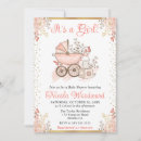 Search for pram baby girl shower invitations Watercolor