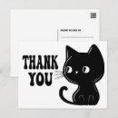 Search for black cat thank you postcards Kitty