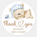 Search for teddy bear boy baby shower stickers Thank you
