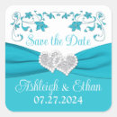 Search for turquoise heart wedding stickers White