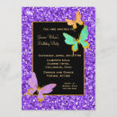 Search for purple black butterfly birthday invitations Glitter