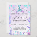 Search for mermaid 2nd birthday invitations Blue