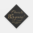 Search for 85th birthday napkins Black and gold