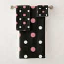 Search for pink white polka dot bath towels Black