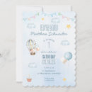 Search for blue hot air balloon birthday invitations Watercolor