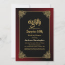 Search for red and gold 80th birthday invitations Modern