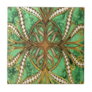 Search for green and gold pattern tiles Vintage