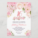 Search for pink floral birthday invitations Gold glitter