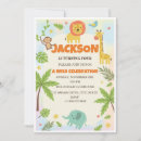 Search for jungle animals birthday invitations Tropical greenery