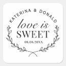 Search for treat bag wedding stickers Love is sweet