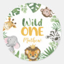 Search for wild one safari animals birthday stickers Cute