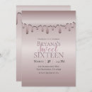 Search for pink rose gold blush sparkly drips invitations Girly