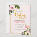 Search for tropical leaves baby shower invitations Gold