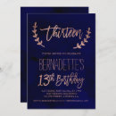 Search for rose gold 13th birthday invitations Thirteen